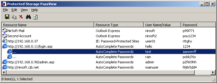 Protected Storage PassView 1.62