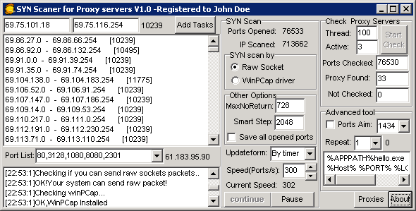 SYN Scaner for Proxy servers V1.0 